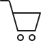 A shopping cart icon with wheels.