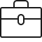 Black and white briefcase icon.