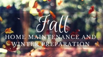 Fall leaves with text "Fall home maintenance."