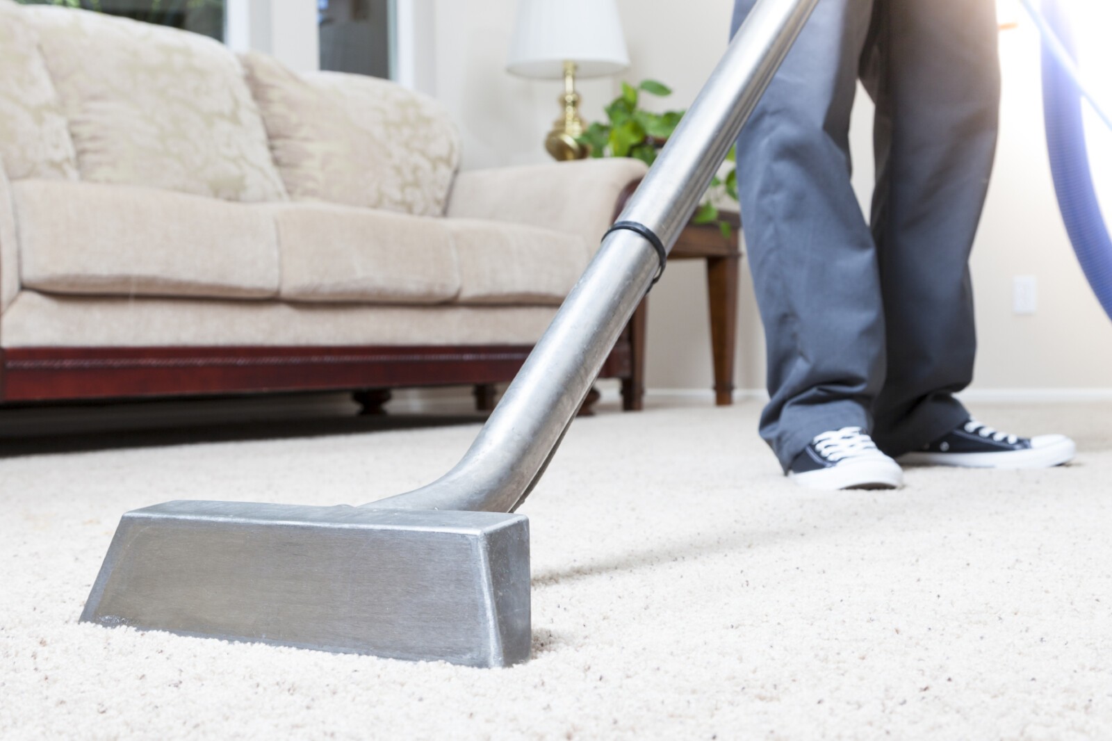 Close-up of a carpet cleaning machine.